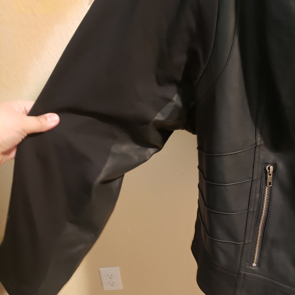 Torrid Jacket BLACK FAUX LEATHER & PONTE MOTO Size 6 or‎ 30 - Picture 6 of 11